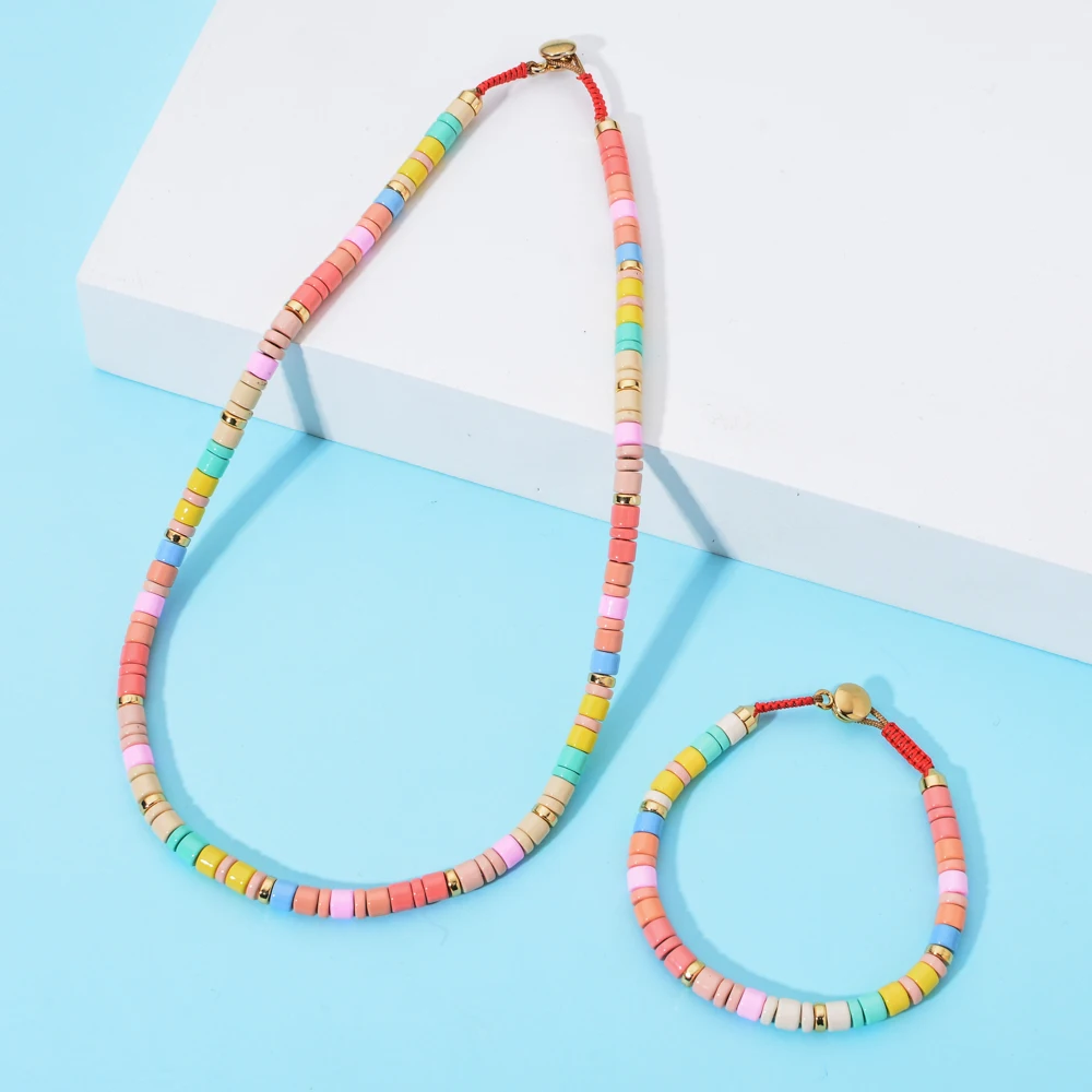 ZMZY New Tube Seed Beads Enamel Necklace For Womne Colorful Beaded Jewelry Heavy Metal Necklace Bracelets Jewelry Wholesale