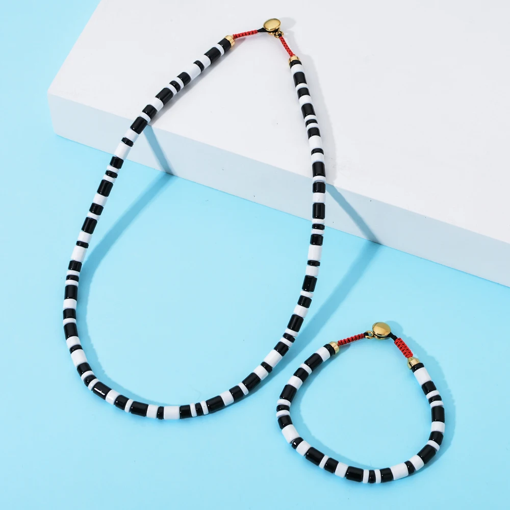 ZMZY New Tube Seed Beads Enamel Necklace For Womne Colorful Beaded Jewelry Heavy Metal Necklace Bracelets Jewelry Wholesale