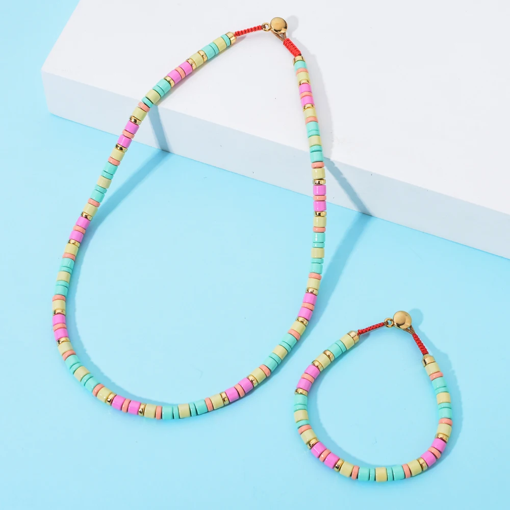 ZMZY New Tube Seed Beads Enamel Necklace For Womne Colorful Beaded Jewelry Heavy Metal Necklace Bracelets Jewelry Wholesale
