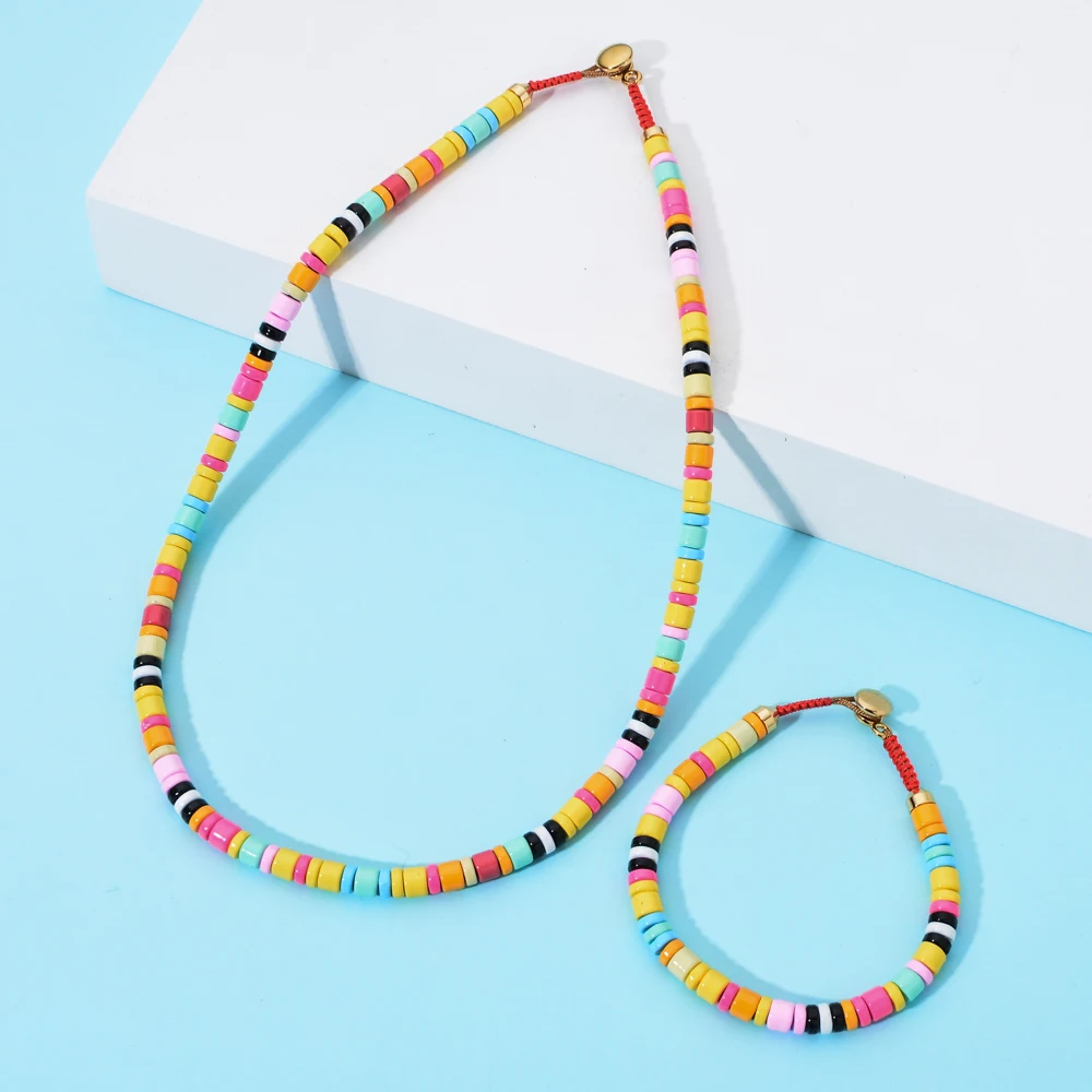 ZMZY New Tube Seed Beads Enamel Necklace For Womne Colorful Beaded Jewelry Heavy Metal Necklace Bracelets Jewelry Wholesale