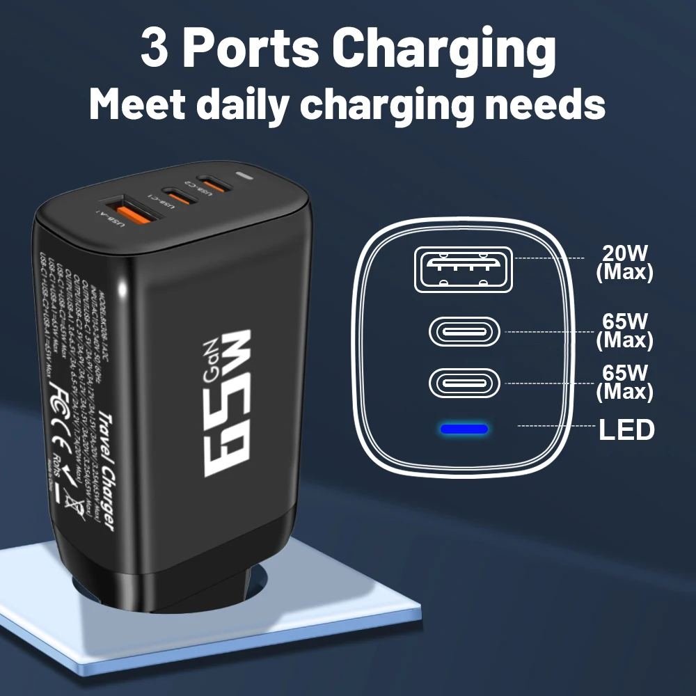 85W GaN USB Type C Charger QC3.0 Quick Charge PPS PD 65W 30W Fast Charging For iPhone 15 14 Pro MacBook Laptop Ipad Samsung