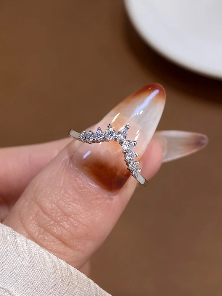 925 Sterling Silver Simplicity Classic V-Shaped Water Droplet Ring For Women Engagement Wedding Luxury High Quality Fine Jewelry