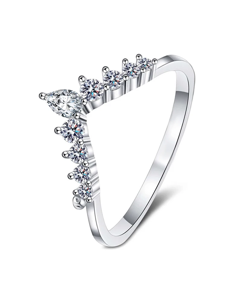 925 Sterling Silver Simplicity Classic V-Shaped Water Droplet Ring For Women Engagement Wedding Luxury High Quality Fine Jewelry