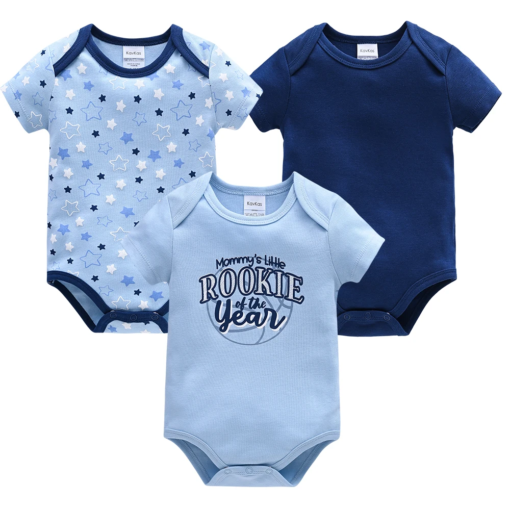 New Baby Boy Clothes Summer 100%Cotton Blue Grey Tie Print Three Piece Short Sleeve Bodysuit Pants Vetements Bebe For 0-12M