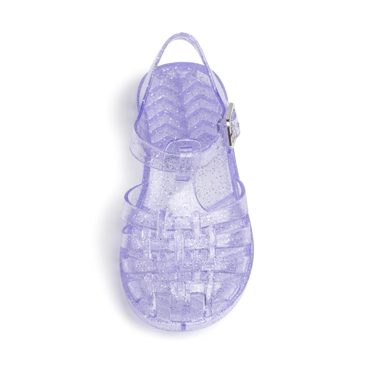 Summer Breathable Fashion Cartoon Print Cool Fine Glitter Sequins Jelly Shoes Adjustable PVC Girls Sandals