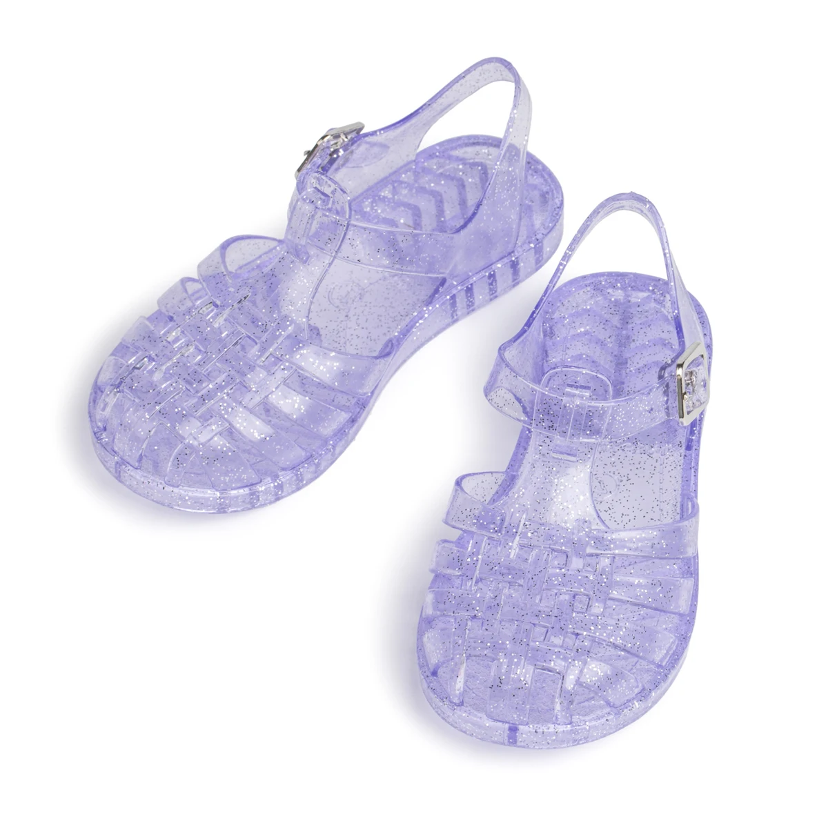 Summer Breathable Fashion Cartoon Print Cool Fine Glitter Sequins Jelly Shoes Adjustable PVC Girls Sandals