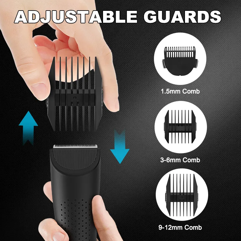 Groin & Body Hair Trimmer for Men, Electric Ball Pubic Trimmer Shaver with Charge Base ,Replaceable Ceramic Blade Heads, Wet/Dry