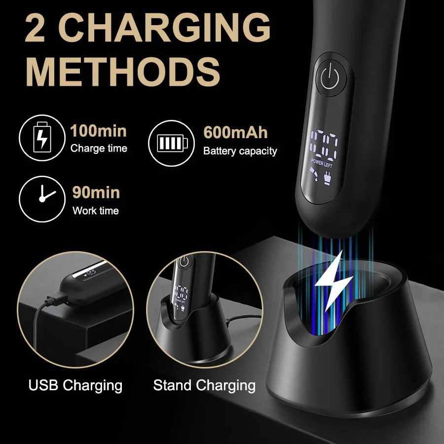 Groin & Body Hair Trimmer for Men, Electric Ball Pubic Trimmer Shaver with Charge Base ,Replaceable Ceramic Blade Heads, Wet/Dry