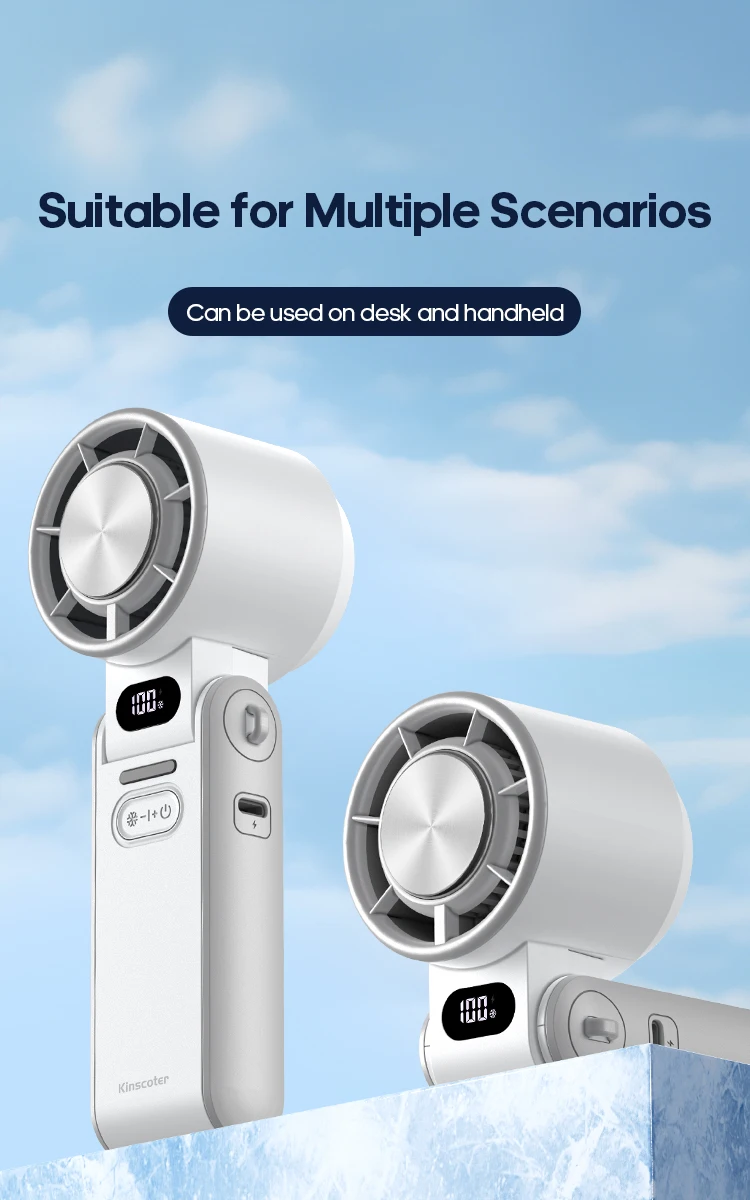 New Foldable Air Cooling Rechargeable Fan 3600mAh Portable Mini Handheld Fan 100-Speed Stepless Turbo Wind for Outdoor Travel
