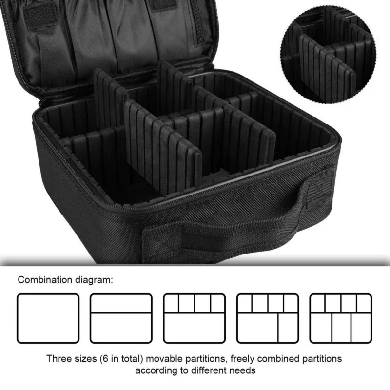 Makeup Bag Train Case Makeup Cosmetic Bag Organizer Portable Artist Storage Bag With Adjustable Dividers Makeup Brush Case