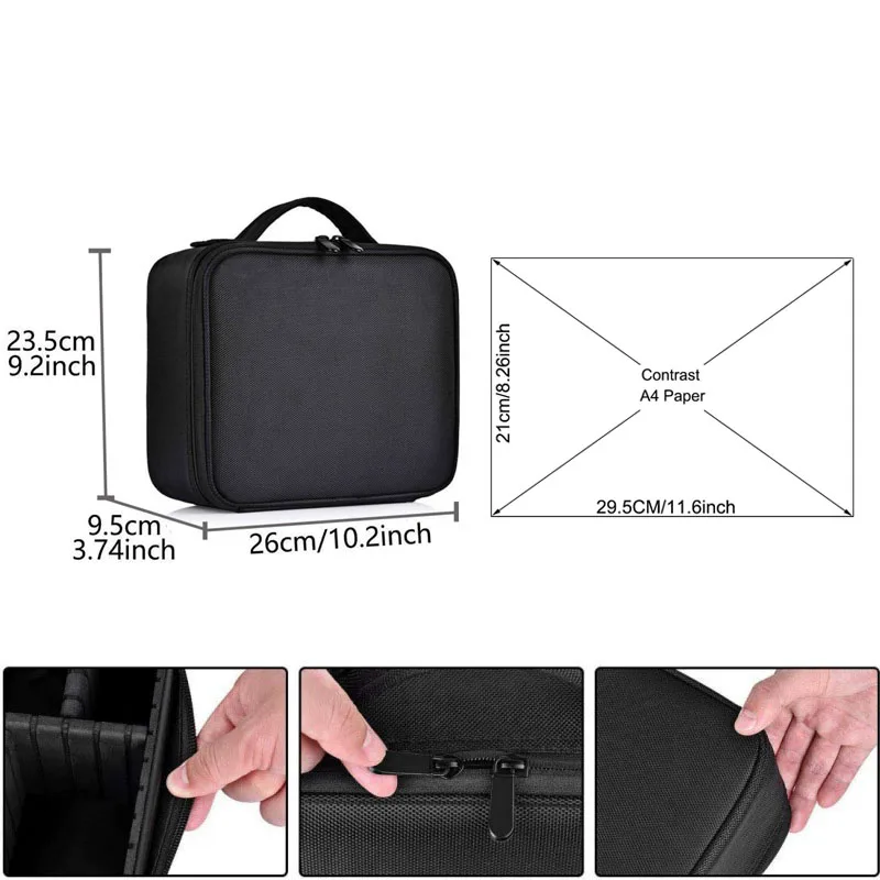Makeup Bag Train Case Makeup Cosmetic Bag Organizer Portable Artist Storage Bag With Adjustable Dividers Makeup Brush Case