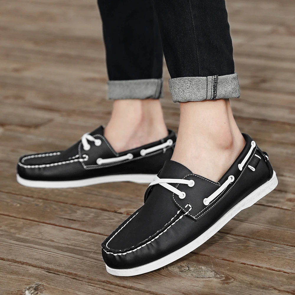 Men's Trendy Apron Toe Loafer Shoes, Slip On Comfy Non Slip For Outdoor Walking Traveling, Spring And Summer