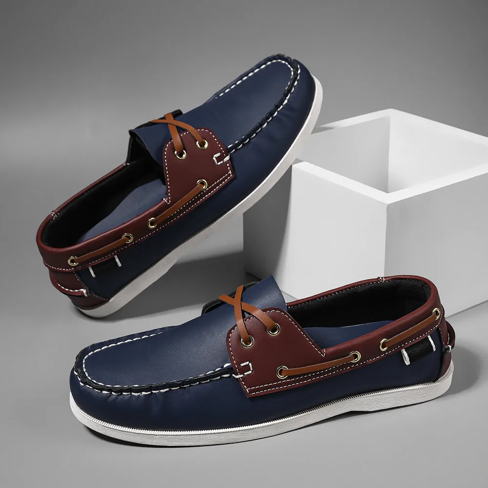 Men's Trendy Apron Toe Loafer Shoes, Slip On Comfy Non Slip For Outdoor Walking Traveling, Spring And Summer