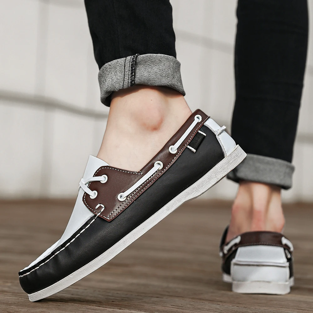 Men's Trendy Apron Toe Loafer Shoes, Slip On Comfy Non Slip For Outdoor Walking Traveling, Spring And Summer