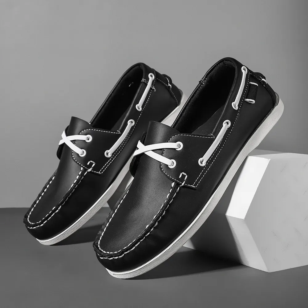 Men's Trendy Apron Toe Loafer Shoes, Slip On Comfy Non Slip For Outdoor Walking Traveling, Spring And Summer