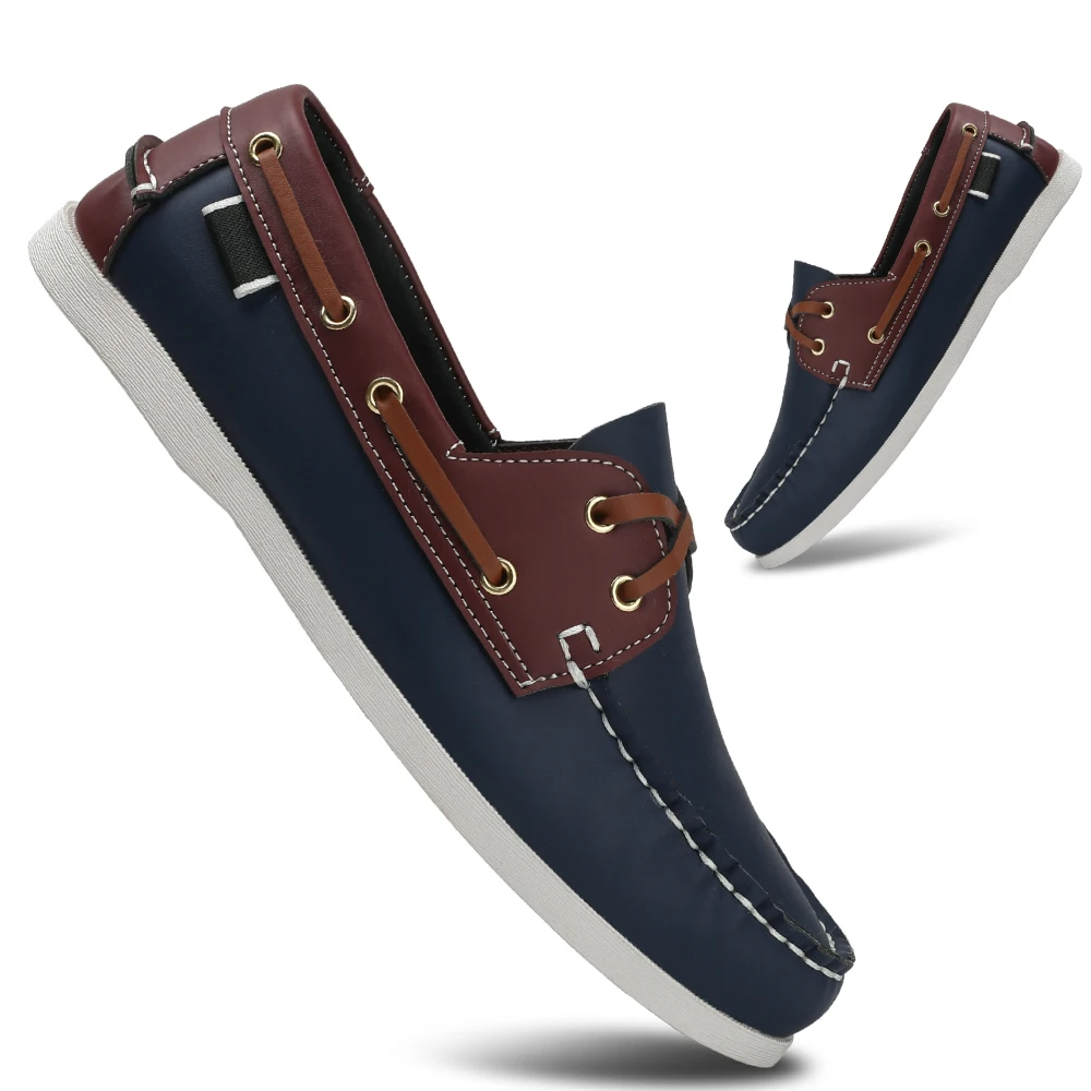 Men's Trendy Apron Toe Loafer Shoes, Slip On Comfy Non Slip For Outdoor Walking Traveling, Spring And Summer