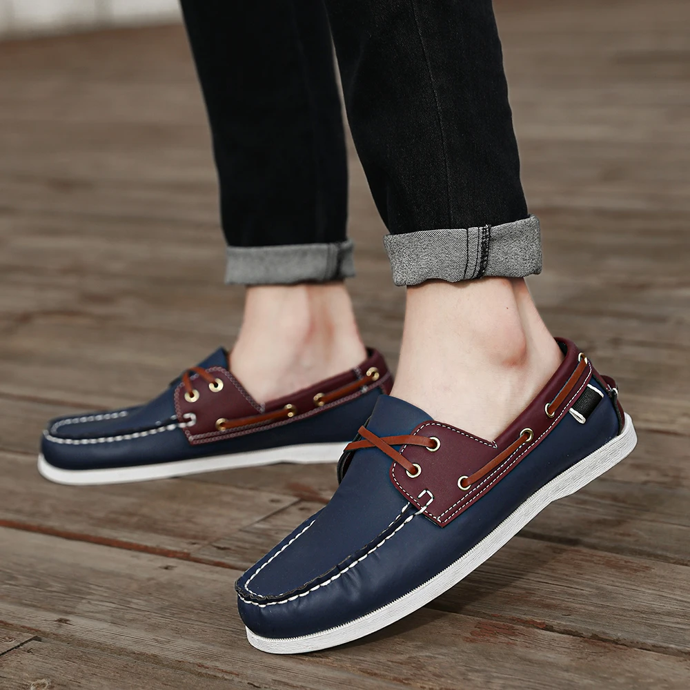 Men's Trendy Apron Toe Loafer Shoes, Slip On Comfy Non Slip For Outdoor Walking Traveling, Spring And Summer