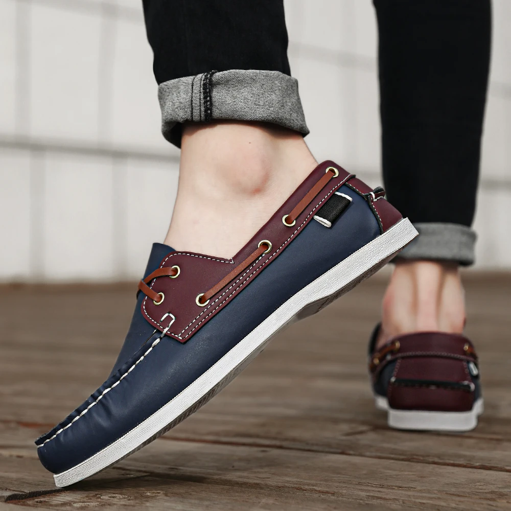 Men's Trendy Apron Toe Loafer Shoes, Slip On Comfy Non Slip For Outdoor Walking Traveling, Spring And Summer