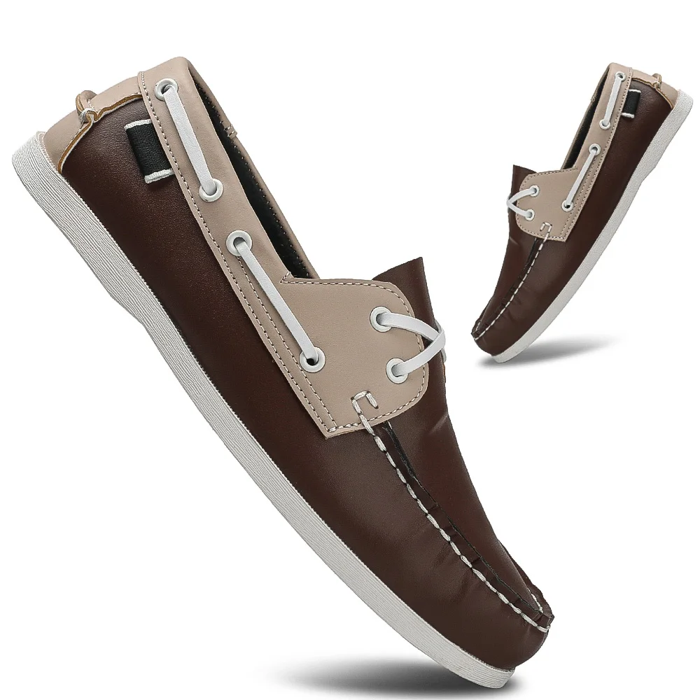 Men's Trendy Apron Toe Loafer Shoes, Slip On Comfy Non Slip For Outdoor Walking Traveling, Spring And Summer