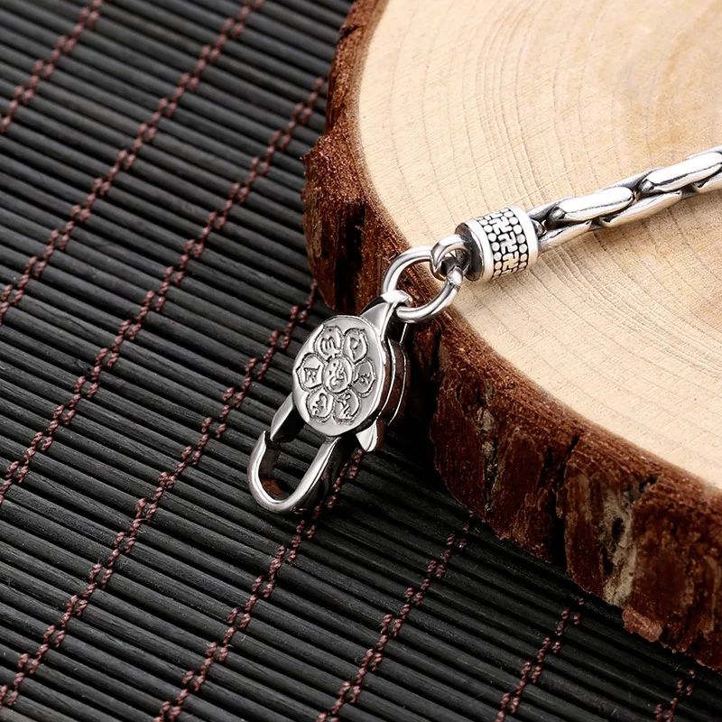 S925 Sterling Silver Creativity Bracelet Male Vajra Six-Character Mantra Bracelet Small Simple and Personalized Jewelry Gift