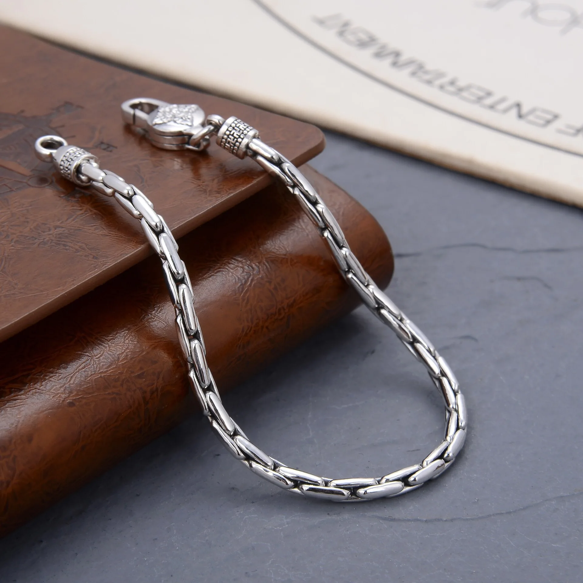 S925 Sterling Silver Creativity Bracelet Male Vajra Six-Character Mantra Bracelet Small Simple and Personalized Jewelry Gift