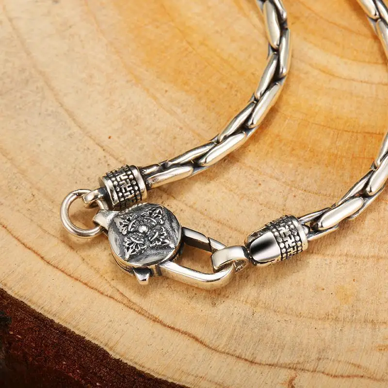 S925 Sterling Silver Creativity Bracelet Male Vajra Six-Character Mantra Bracelet Small Simple and Personalized Jewelry Gift