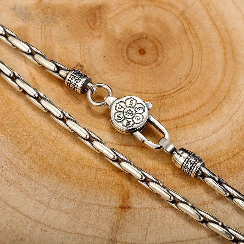 S925 Sterling Silver Creativity Bracelet Male Vajra Six-Character Mantra Bracelet Small Simple and Personalized Jewelry Gift