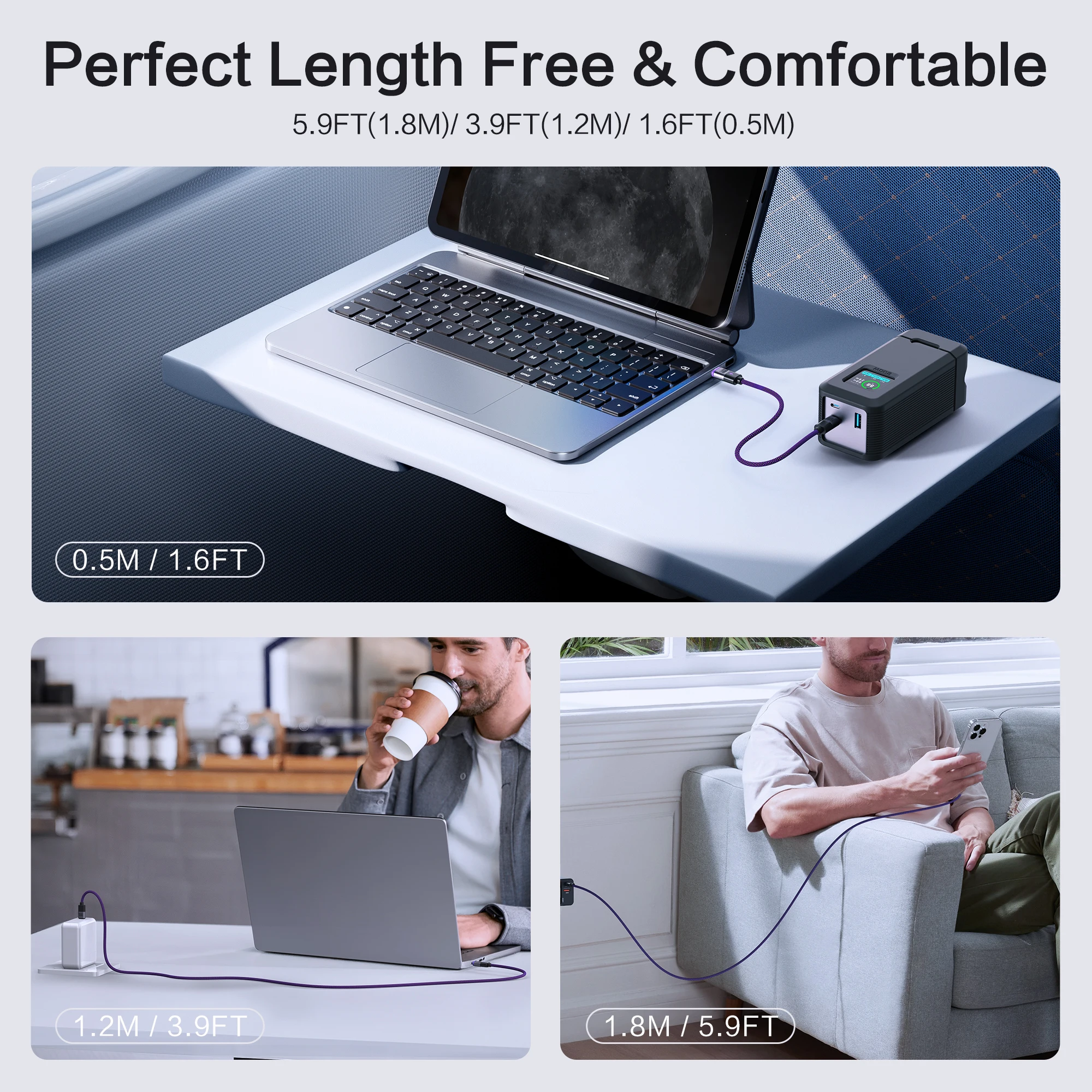 240W Type C Magnetic Charging Cable PD3.1 USB C to USB C/Micro USB Magnetic Charger Fast Charging Cord for Phone Laptop Tablet