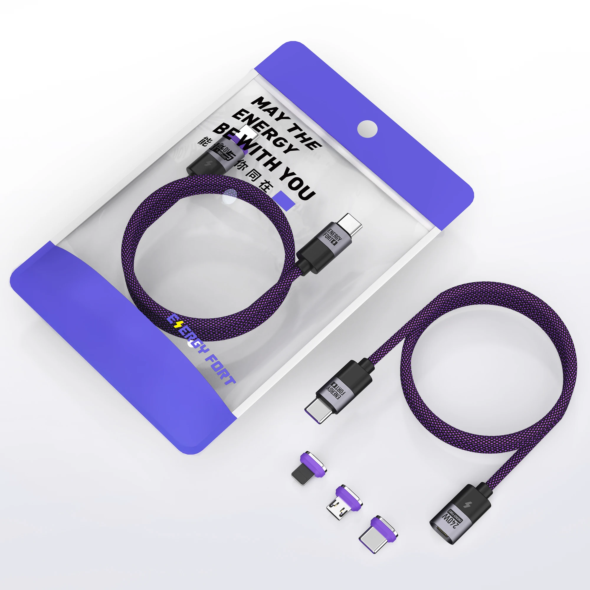 240W Type C Magnetic Charging Cable PD3.1 USB C to USB C/Micro USB Magnetic Charger Fast Charging Cord for Phone Laptop Tablet
