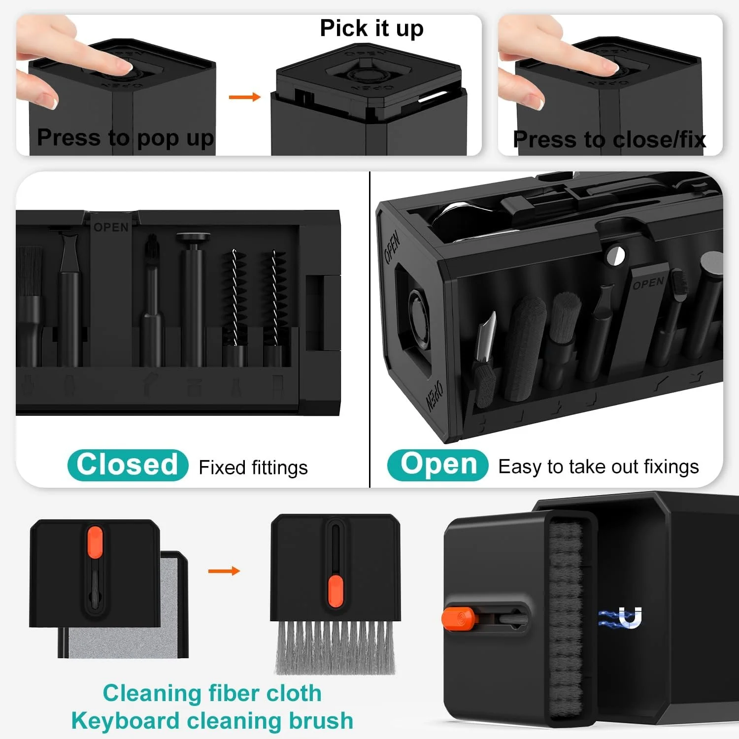 32-in-1 Multi-Functional Deep Cleaning Kit for iPhone Ports, AirPods, Keyboard, and Keycap Removal - Precision Tools