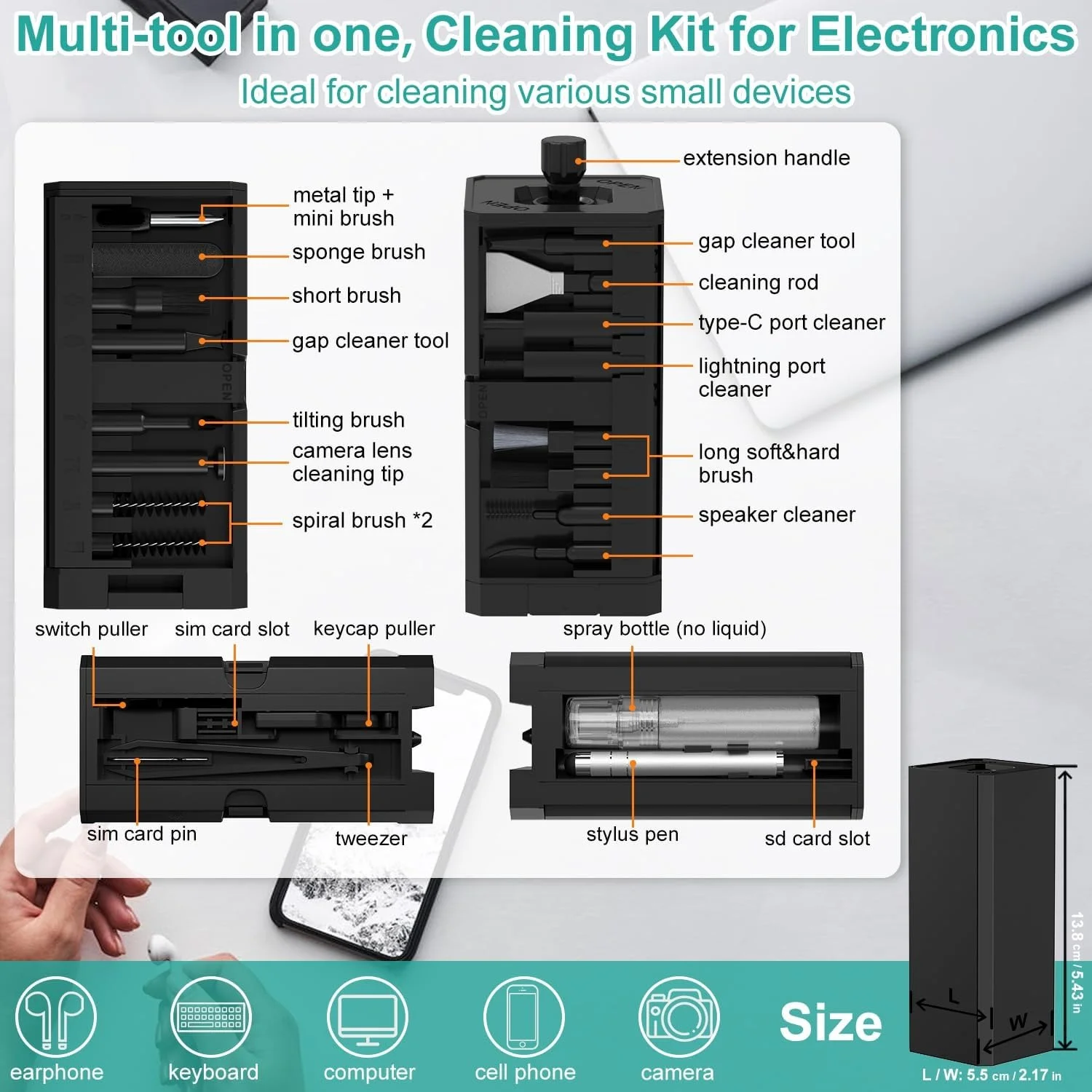 32-in-1 Multi-Functional Deep Cleaning Kit for iPhone Ports, AirPods, Keyboard, and Keycap Removal - Precision Tools