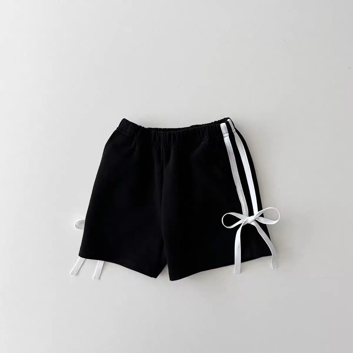 K2453 Summer Fashionable Thin Baby Girls' Loose Fit Casual Shorts with Butterfly Knot Waist Cute Trendy Unisex Kids' Clothing
