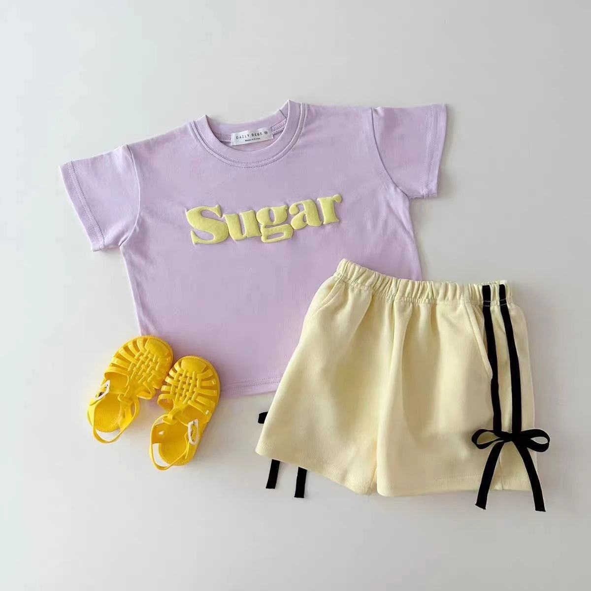 K2453 Summer Fashionable Thin Baby Girls' Loose Fit Casual Shorts with Butterfly Knot Waist Cute Trendy Unisex Kids' Clothing