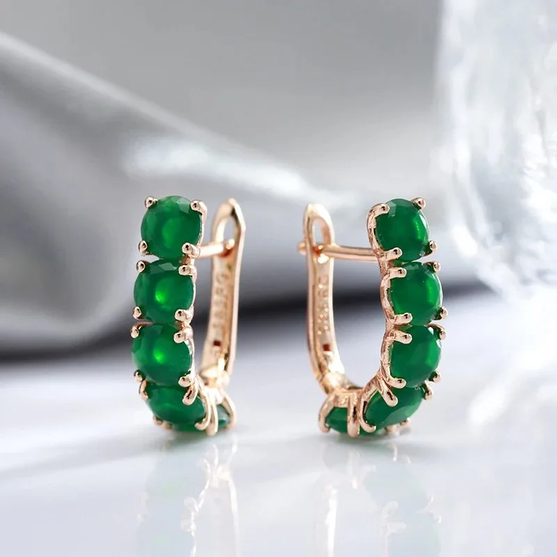 14K Multi Gold Ring for Women Natural Emerald with Diamond Jewelry Anillos De Bizuteria Anillos Mujer Gemstone earrings Box