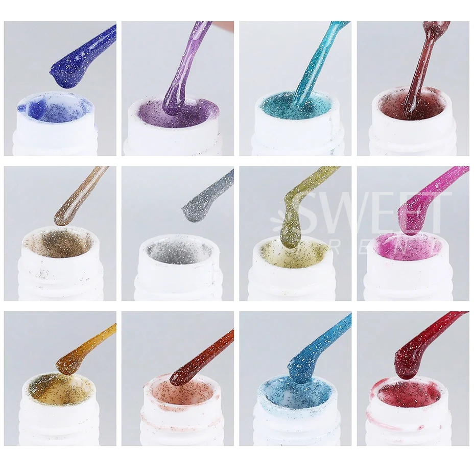 12 Colors Liner Gel Nail Kits for French Stripe Line Graffiti Painting Gel Glitter Nail Gel Polish DIY Design Manicure Varnish