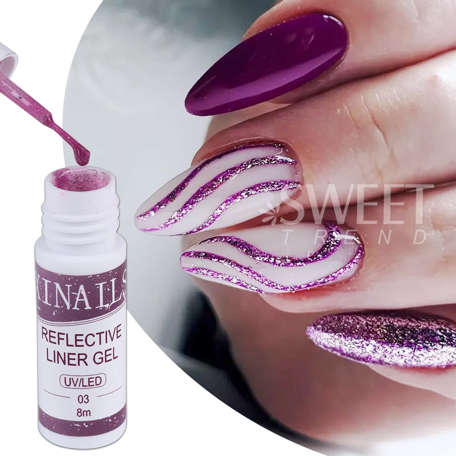12 Colors Liner Gel Nail Kits for French Stripe Line Graffiti Painting Gel Glitter Nail Gel Polish DIY Design Manicure Varnish