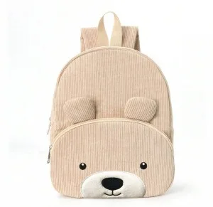 Cross-border explosion cute bear backpack corduroy primary school bag fashion casual backpack cartoon plush bag