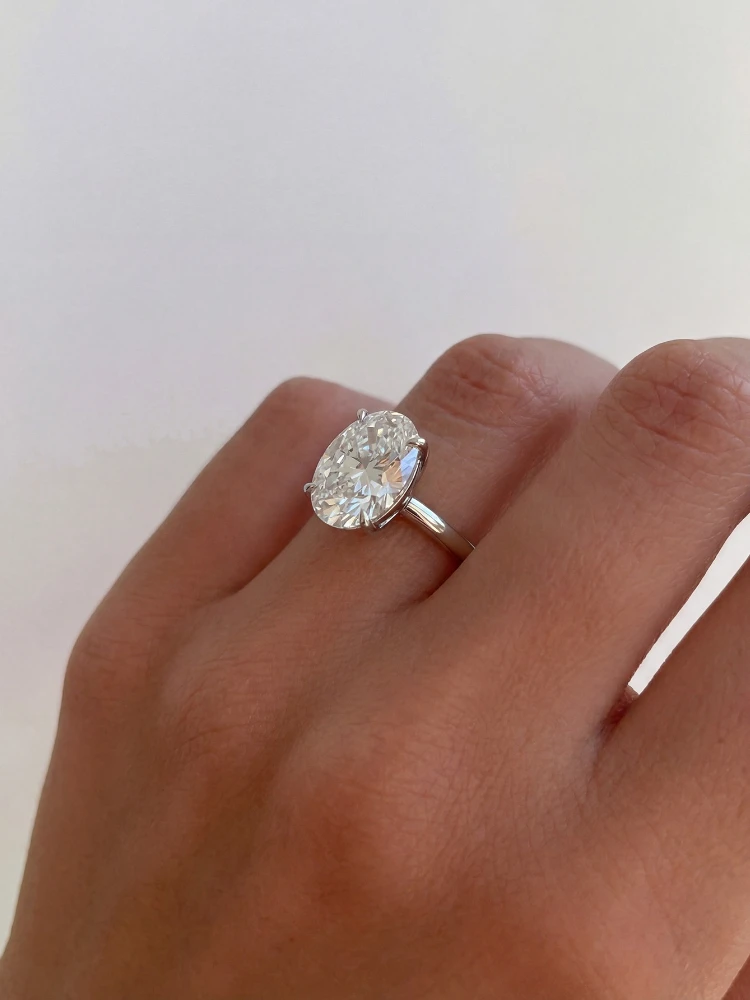 925 Sterling Silve Shiny Gorgeous 1-8CT Oval Zircon Ring For Women Engagement Wedding Luxury High Quality Fine Jewelry