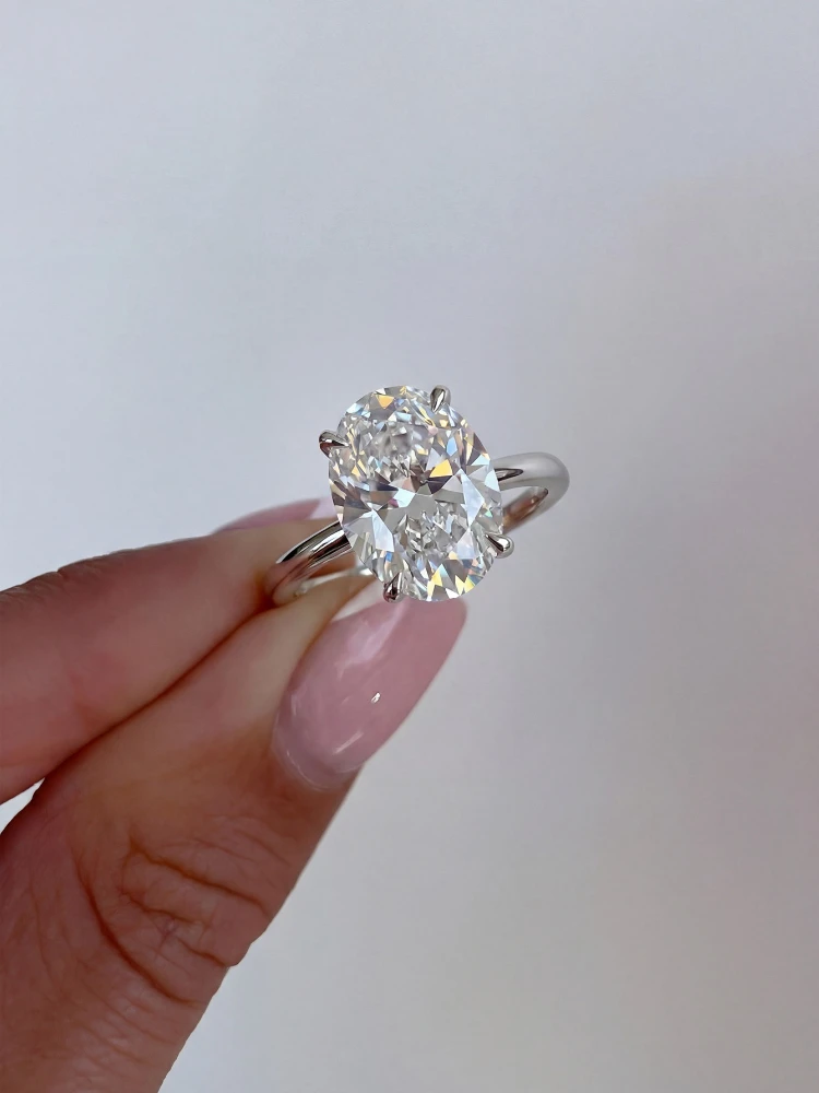 925 Sterling Silve Shiny Gorgeous 1-8CT Oval Zircon Ring For Women Engagement Wedding Luxury High Quality Fine Jewelry