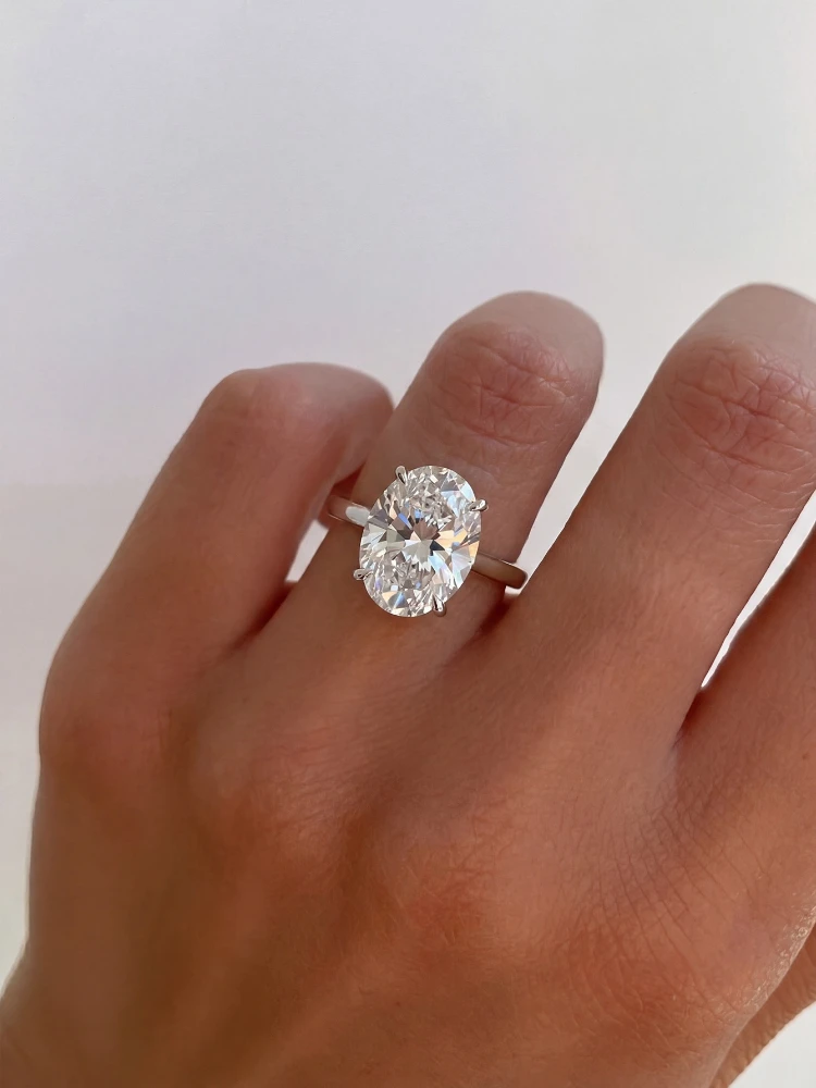 925 Sterling Silve Shiny Gorgeous 1-8CT Oval Zircon Ring For Women Engagement Wedding Luxury High Quality Fine Jewelry