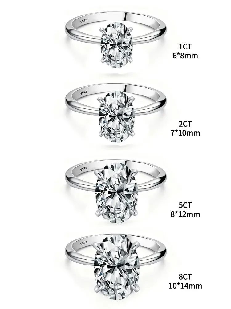 925 Sterling Silve Shiny Gorgeous 1-8CT Oval Zircon Ring For Women Engagement Wedding Luxury High Quality Fine Jewelry