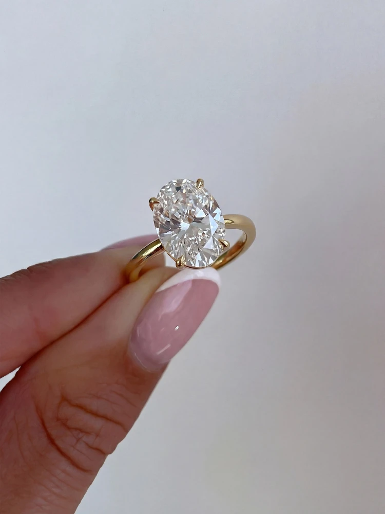 925 Sterling Silve Shiny Gorgeous 1-8CT Oval Zircon Ring For Women Engagement Wedding Luxury High Quality Fine Jewelry
