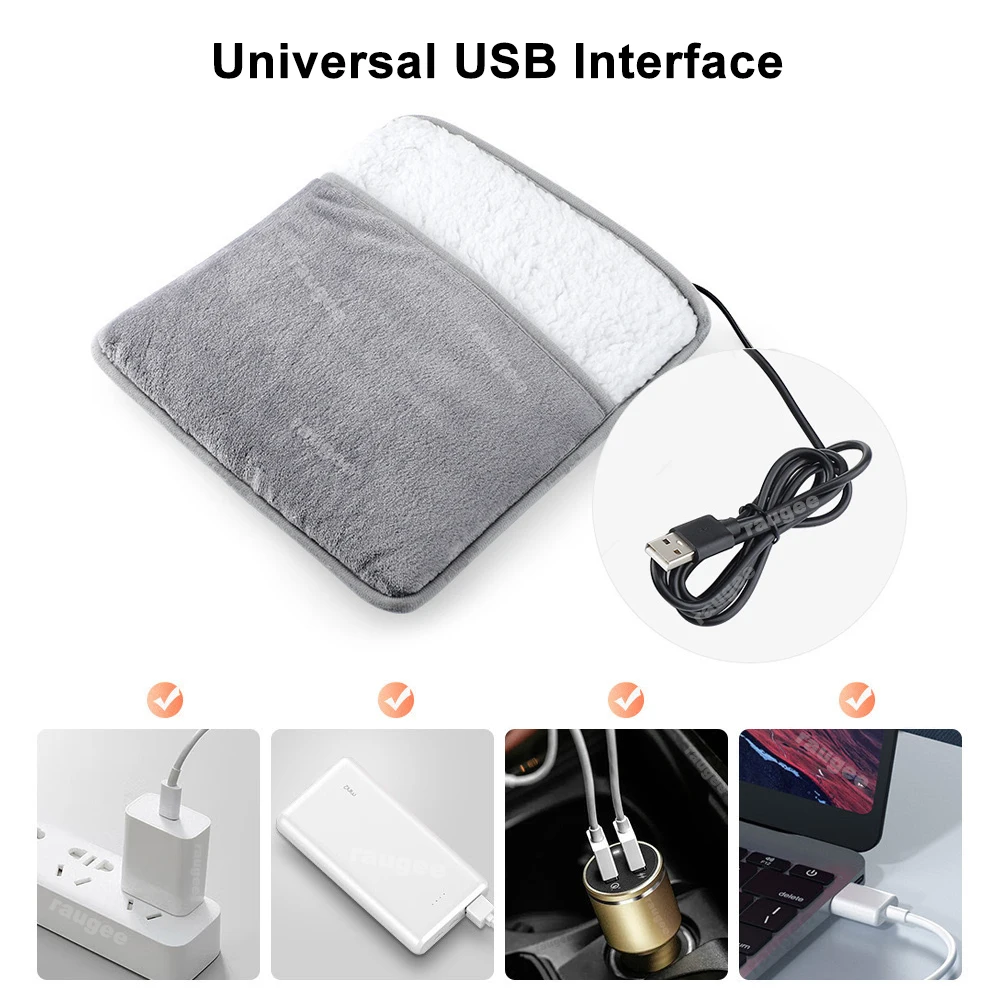 Foot Warmer USB Foot Heater Thermal Foot Heating Pad Soft Plush Warm Foot Cover Electric Heating Feet Warmer for Home Bedroom