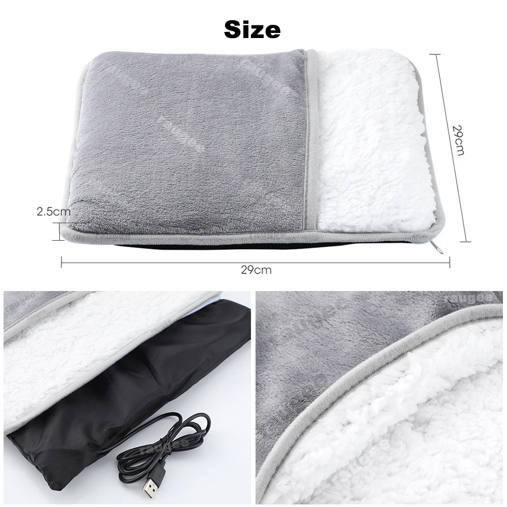 Foot Warmer USB Foot Heater Thermal Foot Heating Pad Soft Plush Warm Foot Cover Electric Heating Feet Warmer for Home Bedroom