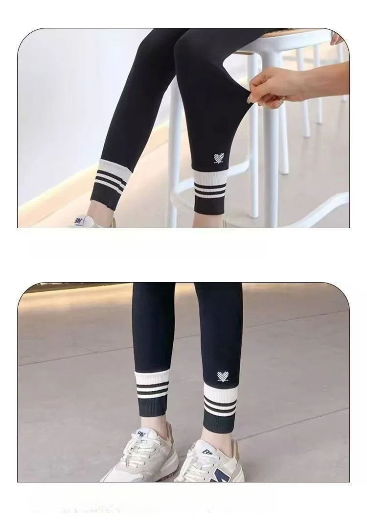 Girls Leggings Spring Autumn Casual Outerwear Pants 3-10Y Heart Pattern Ribbed Cuffs Kids Stretchy Tights Fashion Girls Bottoms