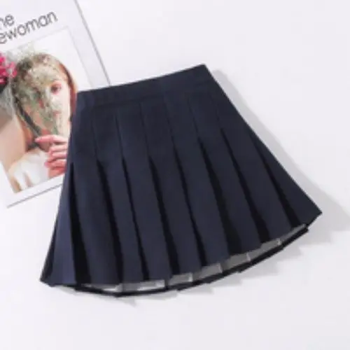 Preppy Girls' Pleated Skirt Set - White & Black Skort for School, Casual Summer Outfit for Kids 5-12 Years