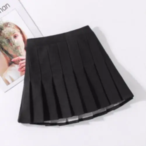 Preppy Girls' Pleated Skirt Set - White & Black Skort for School, Casual Summer Outfit for Kids 5-12 Years