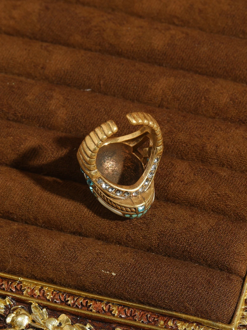 Vintage White Enamel Opal Ring Real For Woman Sea Blue Square Crystal Drop Oil Summer Jewelry Oval Valentine Day Accessories