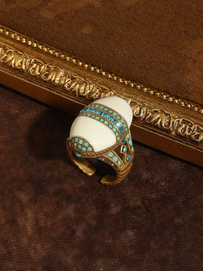 Vintage White Enamel Opal Ring Real For Woman Sea Blue Square Crystal Drop Oil Summer Jewelry Oval Valentine Day Accessories