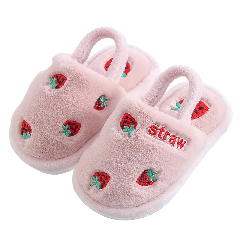 Child Slippers Cotton Baby Boy Warmth Winter Indoor Children Non-slip Girl Cute Cartoon Fluffy Shoes Mother Kids Slipper